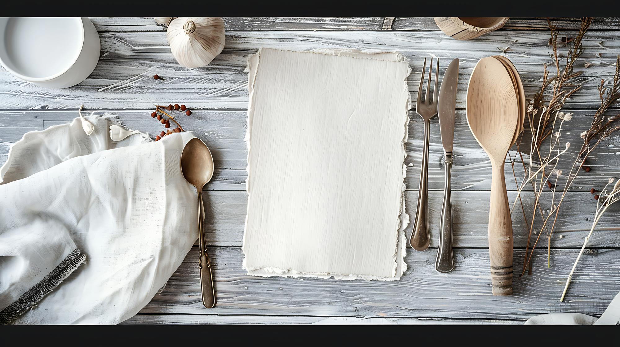 printed sample tasting menu on linen
